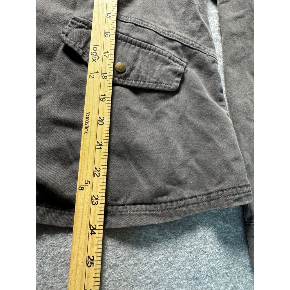 Maurices Rose Embroidered Military Utility Jacket XL Washed Grey Cotton Zip - Picture 6 of 8